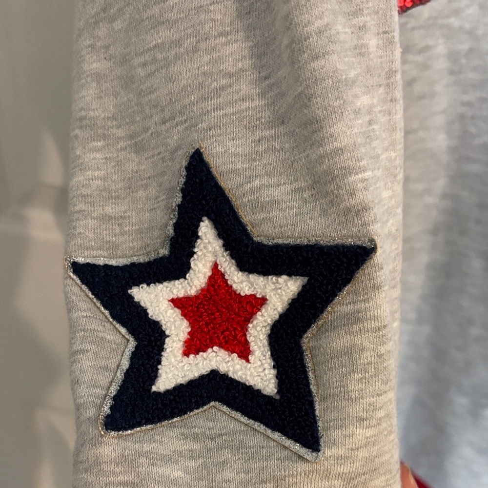 Simply Southern Gray Sweatshirt with Red, White & Blue Sequin Details & Star YL - Picture 4 of 5